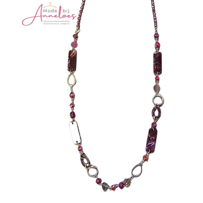 Sweet7 Ketting lang blokken 101224880 wijnrood Sweet7 Ketting lang blokken 101224880 wijnrood